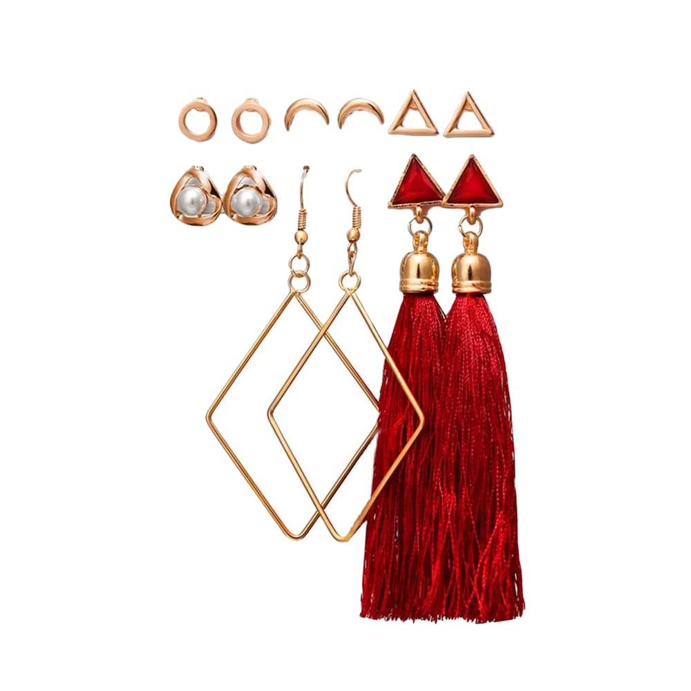 Shining Diva Fashion Womens Latest 6 Pairs Combo Stylish Tassel Base Metal Studs Earrings - Multicolour (10663er) (B07RQD6LZ7) Amazon Price History, Amazon Price Tracker