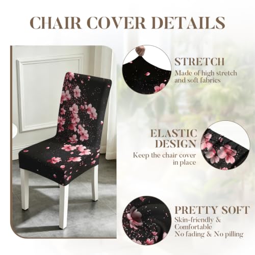 Image of Cherry Blossom Dining Chair Covers Set of 4, Pink Sakura