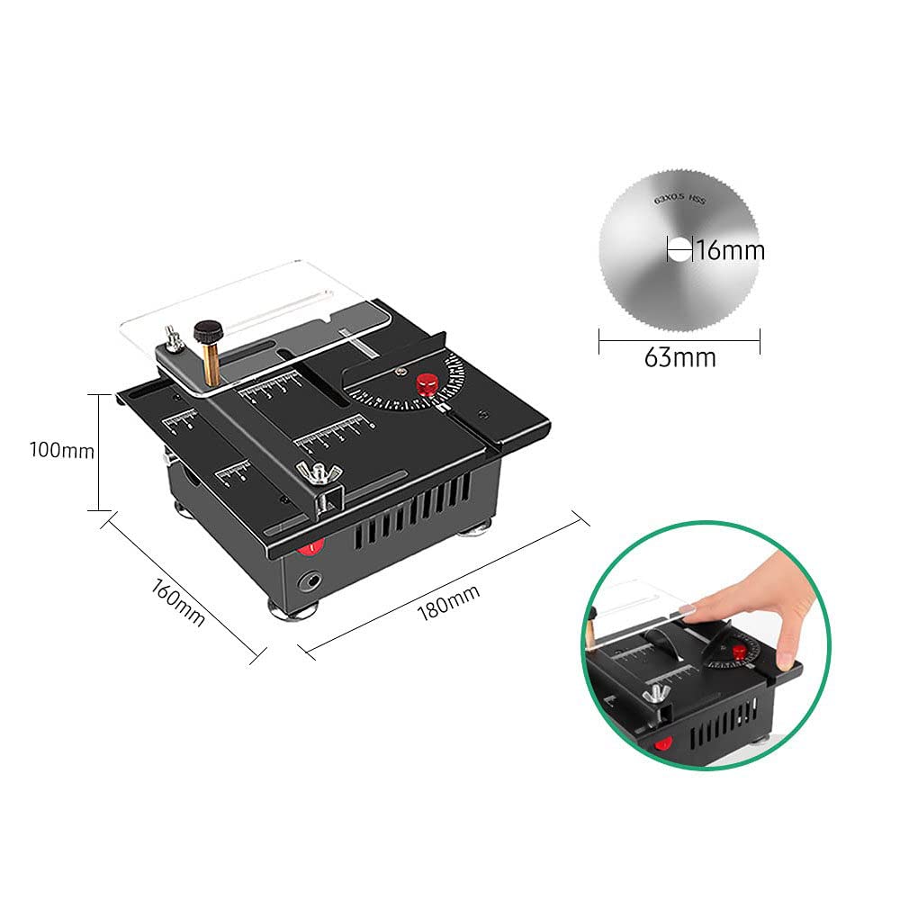 Mini Piła Stołowa Do Obróbki Drewna Wielofunkcyjna Precyzyjna Piła Do Cięcia Metalowa Obudowa Precyzja 100w 24v 7 Biegów Regulacja Grubości Cięcia,TableSaw