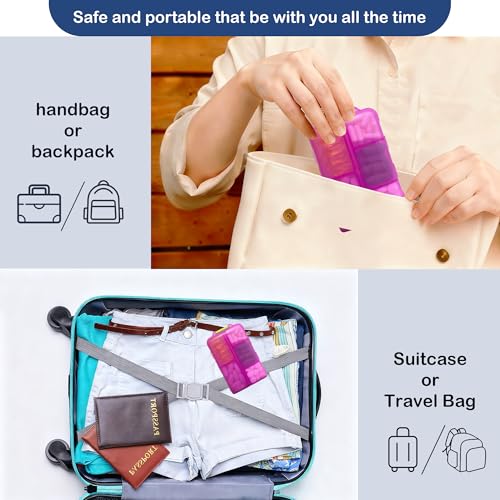 Image of Extra Large Pill Organizer with 161 Medicine Labels, Travel Pill Case | Pink Extra large case with 10 compartments for 7-day pill planning, vitamins, supplements, and travel