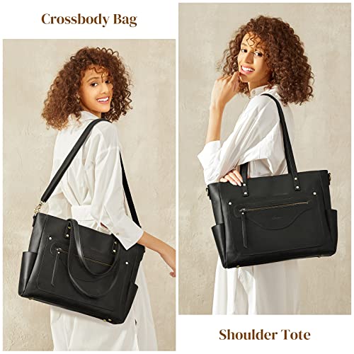 S-ZONE Women Genuine Leather Tote Bag Large Shoulder Purse Vintage Crossbody Work Handbag2