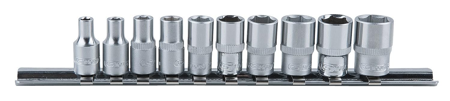KS Tools 917.0620 1/4" Juego de llaves de vaso hexagonales, 10 pzs, 4-13mm