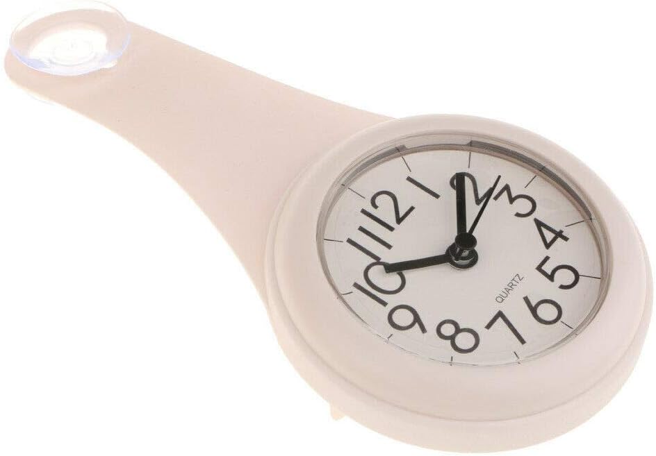 Home Decor Non-Ticking Waterproof Bahroom Wall Clock Shower Suction Hanging Clock White
