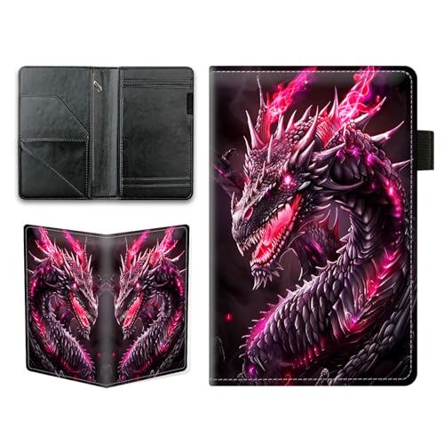 KUJKBFWJ Server Books for Waitress, Cute Server Books with Zipper Pocket, Server Note Pads Holder for Waitress Book, PU Leather Waiter Accessories Fit Waitress Apron,Pink Dragon