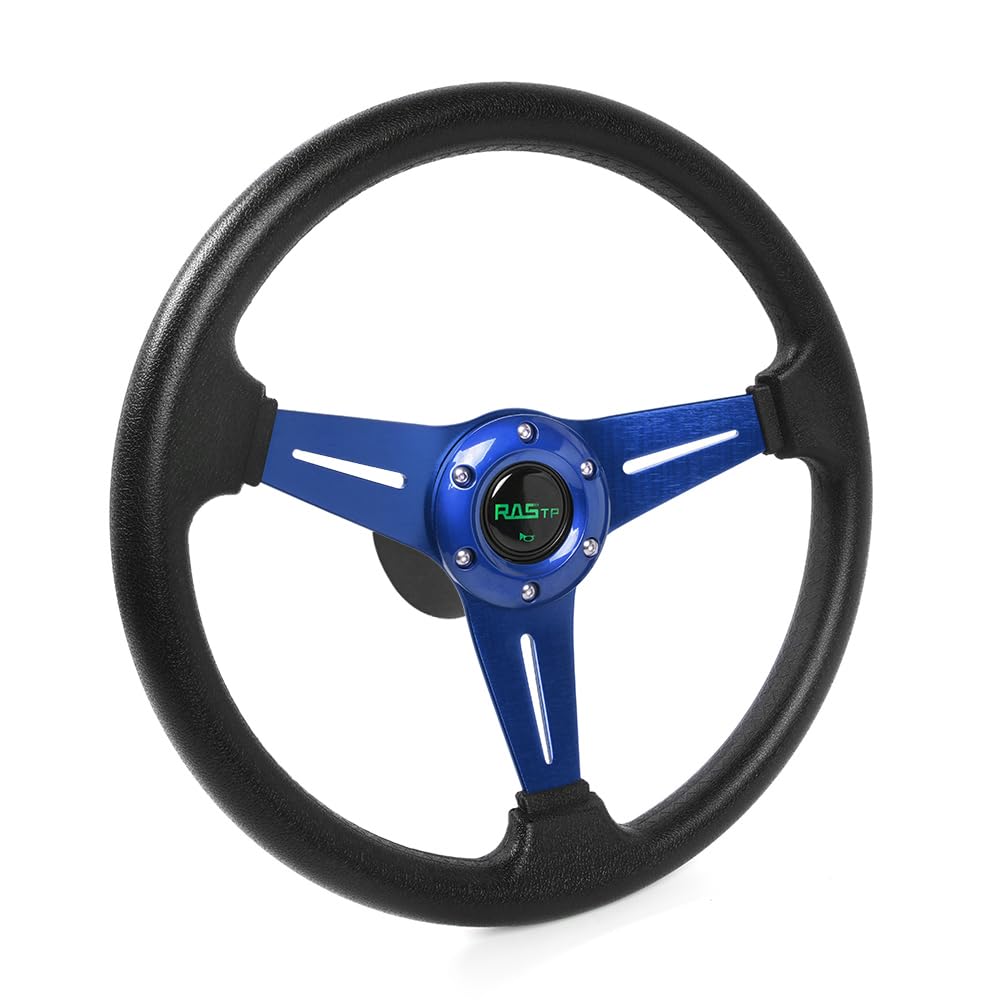 RASTP 13.8 Inch Boat Steering Wheel with 3/4“ Axle Marine Steering Wheel Adapter for Most Marine boats,Vessels,Yachts,Pontoons Boat (Style B - Blue) — image 1