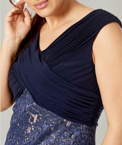 Image of Alex Evenings Women's Plus-Size Midi Cap Sleeve Dress with Sequin