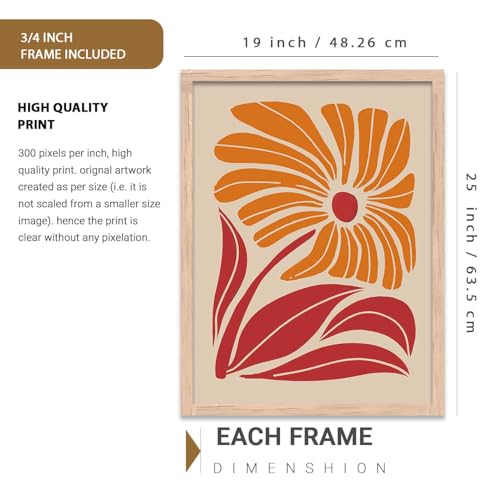 Image of kotart Home Decor Boho Painting Decorative Wall Art poster With Frame For Living Room Bed Room Hotel Wall Decor Digital Reprint Set of 3 (19X25 inch)