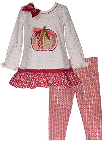 Bonnie Jean Fall Thanksgiving Pumpkin Legging Set Outfit Baby Toddler and Little Girls