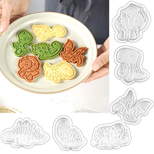 Conjunto de cortadores de biscoito engraçados, 4 peças de moldes de biscoito de plástico de dinossau