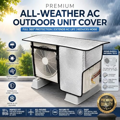 Image of Gadget Loons Outdoor Protection Split AC Cover for Outdoor Unit | Heat Insulated Weather Resistant AC Protector | UV Dust Rain Protection Cover | Universal Fit for 1 Ton & 1.5 Ton Split AC (360 Cover)
