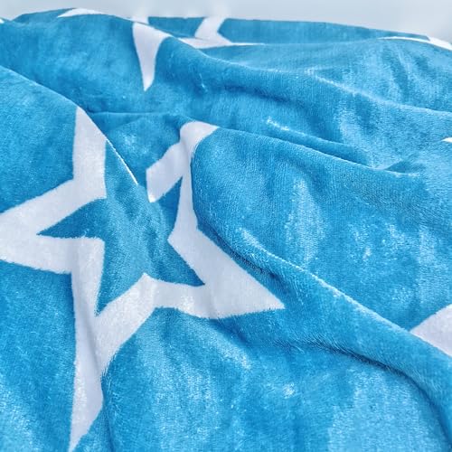 Image of Winter Premium Flannel Velvet Warm Duvet Cover Quilt Cover | Rajai Cover | Blanket Cover | Comforter Cover Single Size 60x100 inches Woollen (Bright Blue & White Star, Single Bed)