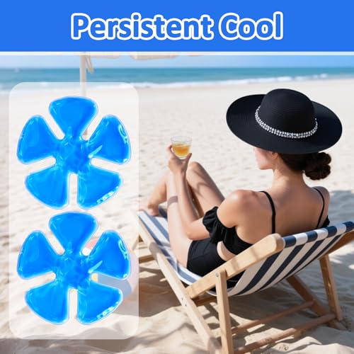 Image of Hat Ice Pack Insert - Reusable Cooling Gel Cap Liner for Baseball, Hard Hat, Construction & Outdoor Work, Cold Packs for Helmet, Head Cooling Relief for Summer Heat (2 Pack)
