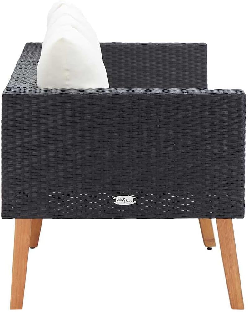 2-Seater Garden Sofa, Outdoor Patio Wicker Rattan Loveseat with Cushions, Weather Resistant Modern Furniture for Backyard, Balcony, Deck, Black