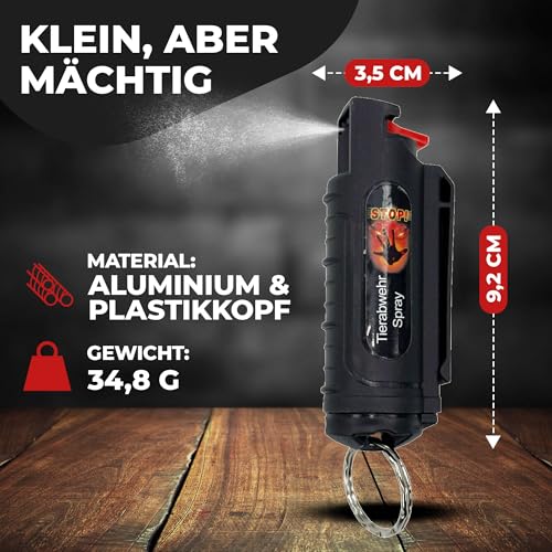 3 x Wilhelm Pfefferspray 16 ml Schlüsselanhänger schwarz Tierabwehr Selbstverteidigung CS Gas KO Spray hochdosiert (ca. 2 Mio. Scoville) effektives Verteidigungsspray