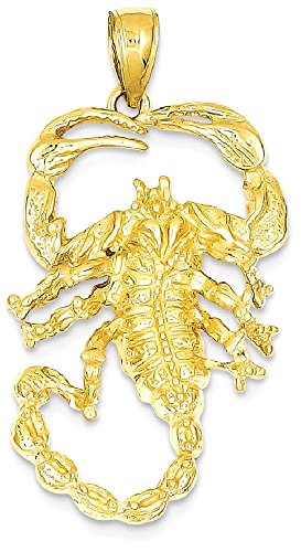 14k Yellow Gold Solid Scorpion Pendant Charm Necklace Zodiac Insect Man Animal Nature Outdoor Amphibian Crustacean Reptile Fine Jewellery For Dad Mens Gifts For Him steampunk buy now online