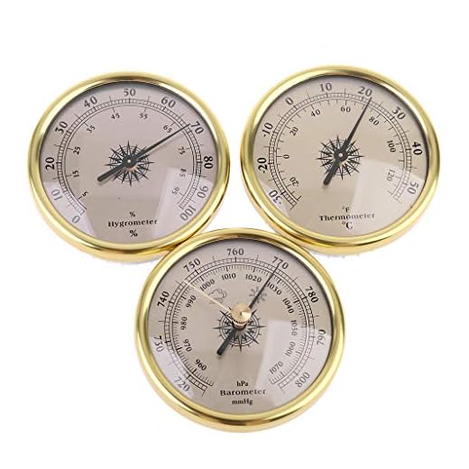 LINNSZ 3 in 1 Air Pressure Gauge Thermometer Hygrometer Barometer 72Mm for Wall Mount Embedded Weather Forecast Station,Hygrometer,Gold