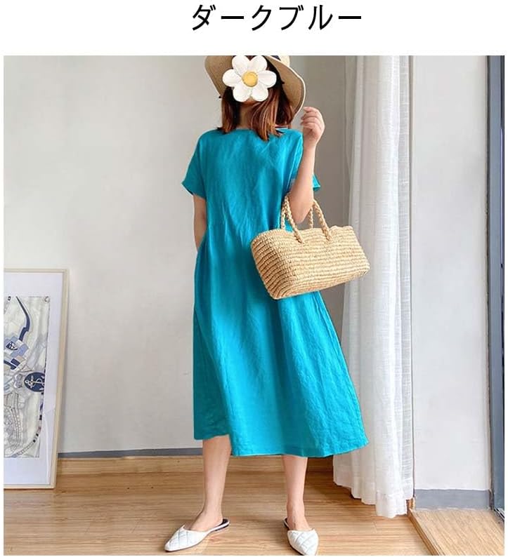 Amazon.co.jp: リネンワンピース レディース ワンピース 綿麻 ロング
