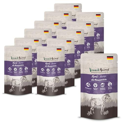 Venandi Animal - Premium Nassfutter für Katzen - Pferd als Monoprotein 12er Pack (12 x 125 g), getreidefrei, Monoprotein