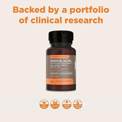 Miniatura 6 de ENDUR-ACIN Niacina - Vitamina B3 Niacina 500mg de liberación prolongada y bajo lavado, 100 tabletas - Apoya el equilibrio del colesterol y la salud
