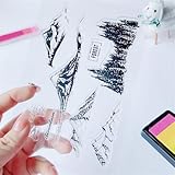 Mountains and Rivers Clear Stamps Silicone Stamp Cards with Sentiments, Forest Tree Sun Transparent Seal Stamps for Holiday Card Making Decoration and DIY Scrapbooking Album DIY Crafts