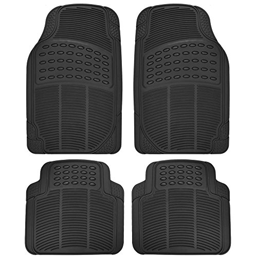 BDK Heavy Duty 4pc Front & Rear Rubber Floor Mats for Car SUV Van & Truck - All Weather Protection Universal Fit