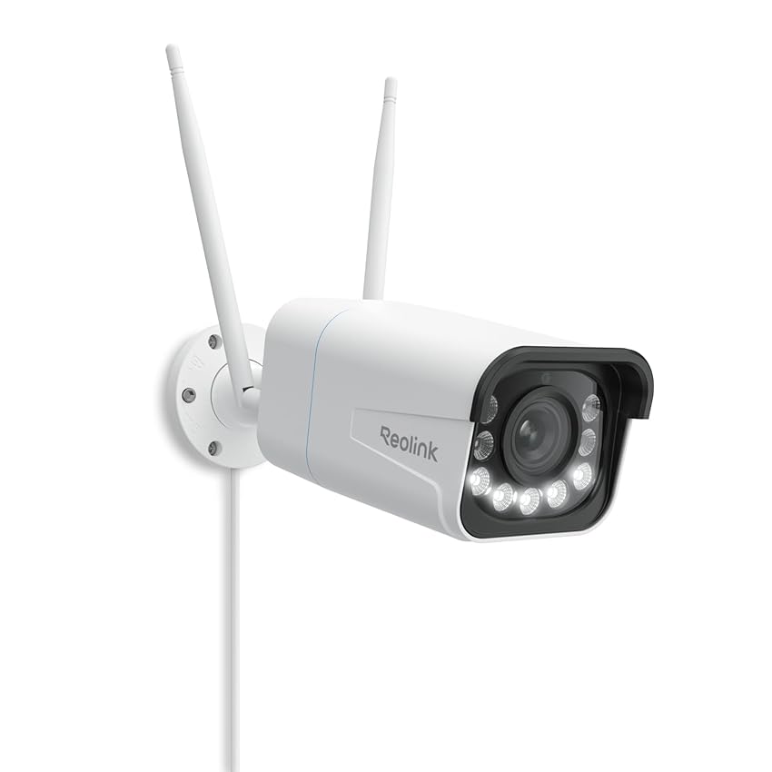 Reolink 4K 8MP Telecamera Wi-Fi Esterno con 5X Zoom Ottico, Rilevamento di Persona/Veicolo/Animale, Videocamera di Sorveglianza con Wi-Fi 6, Visione Notturna a Colori, Audio Bidirezionale, RLC-811WA