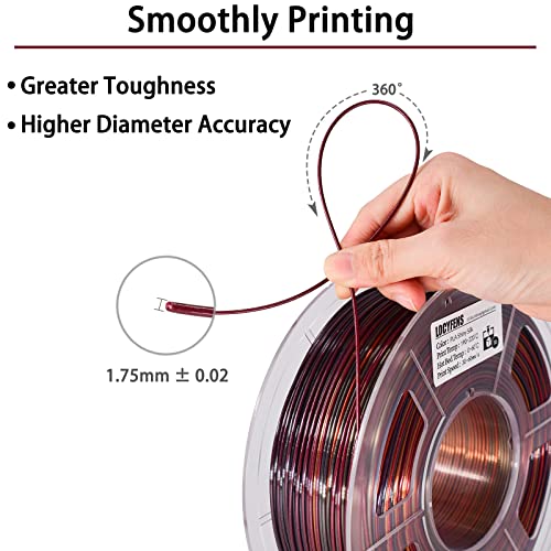 Image of 3D Printer Filament, Silk Gold Shiny Red Black PLA, 1.75mm + /- 0.02mm, 1kg /2.2lbs
