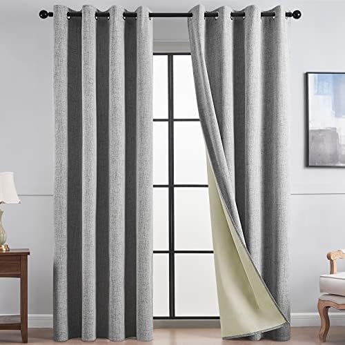 Topfinel Light Grey Curtains 90x90 100 Blackout Curtains for Bedroom