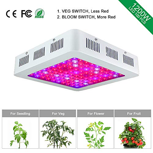 LMJ-CTlight Dual Chip Plant Growth Light 100 LED Dual Switch Full Spectrum Plant Growth Light - Daisy Chain with Rope Link (600W / 1000W / 1200W),1200W