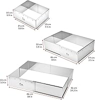 Vista 4 de Guowall Molde de anillo rectangular para tartas de acero inoxidable, resistente, ajustable, molde para tiramisú, molde de pastelería extensible