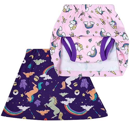 MOEMOE BABY Calzones de Entrenamiento niño Faldas de Pañal Pantalones de Entrenamiento para bebé Pantalones de pañales con sueño 2 Paquetes, Unicornio, 5 años