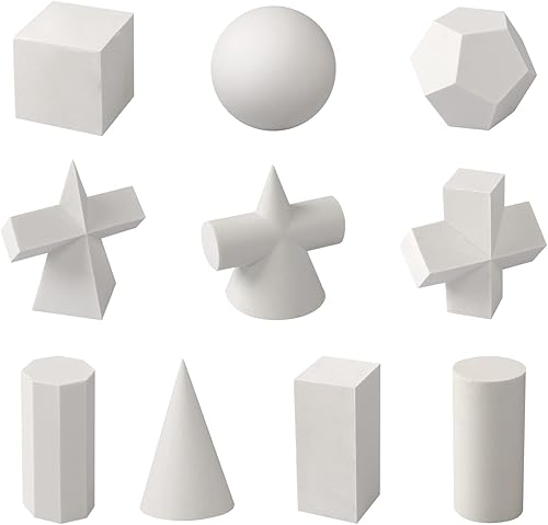 Clobeau Manualidades 3D de geometría de yeso bosquejo básico de herramientas de aprendizaje de 2 pulgadas, mini molde de geometría de resina,