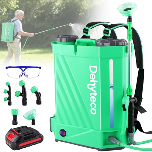 Dehyteco Pulverizador de Mochila Elétrico com Misturador, Capacidade de 4,2 Galões (Aproximadamente 15,9L), Encosto E Alça Aprimorados, Pressão Ajustável de 0 A 100 Psi, Compatível com Bateria Makita