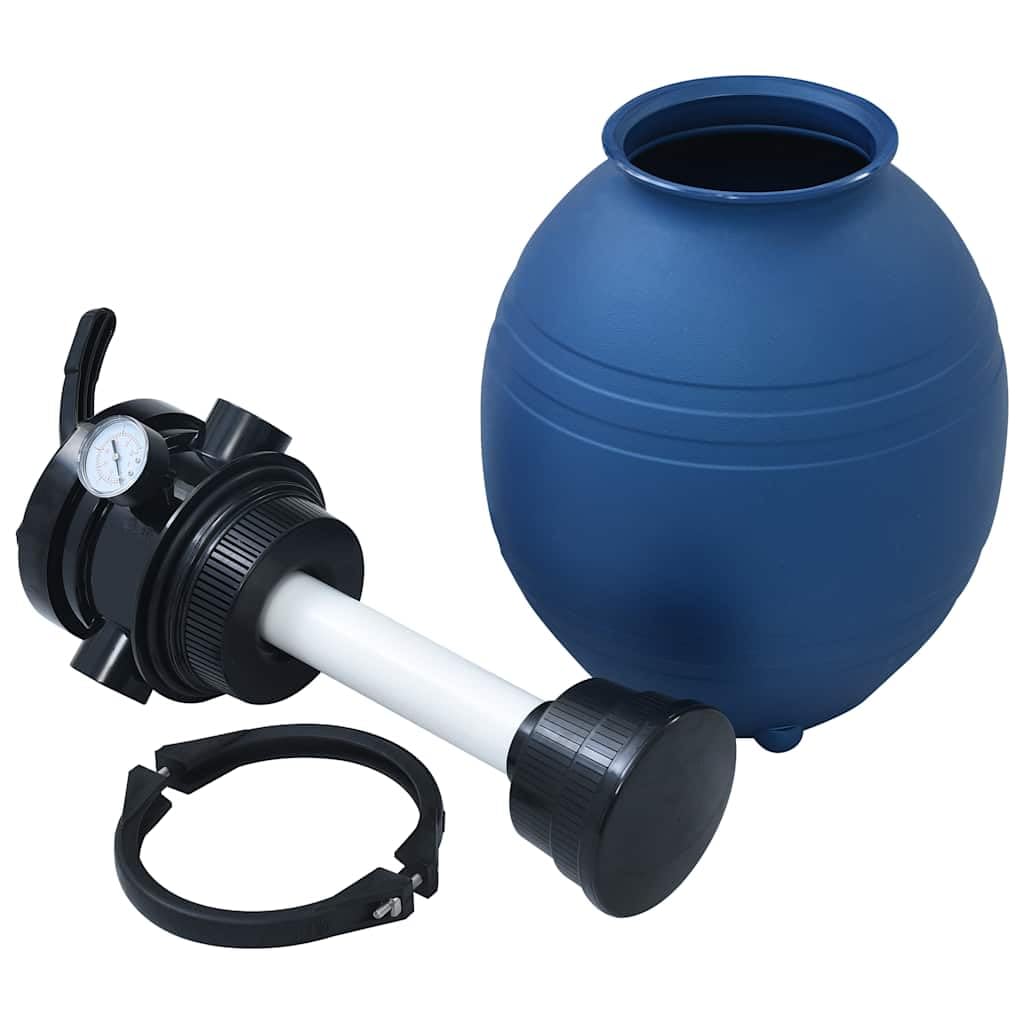 Filtro de arena para piscinas de 300 mm, 5,6 m³/h, con válvula de 4 vías, incluye conexiones para mangueras de 32/38 mm, color azul