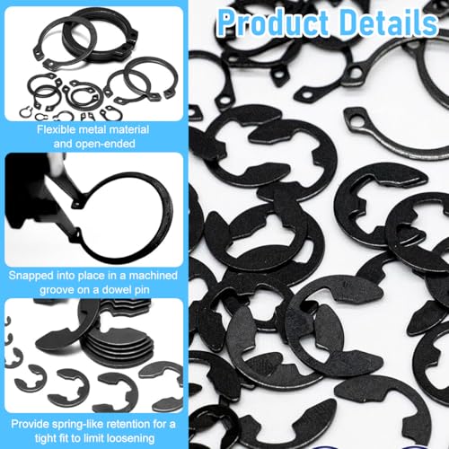 Image of Serplex 324Pcs C-Clips Set with 2 Designes & 24 Sizes Assorted Sized Carbon Steel Circlips 2.0mm-12mm Metric External Circlips Retaining Ring Snap Rings Assortment Kit