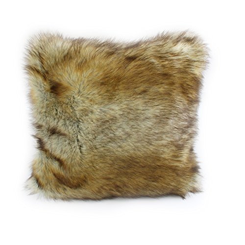 Gözze - Wohnkissenhülle, Kunstfell in edler Pelzoptik, Design Fuchs, 50 x 50 cm - Braun/Rot