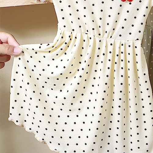 Short Sleeve Dresses for Kids Girls Round Neck Cherry Printed Polka Dot Casual Dress Toddler Girls Cute Stylish Outfts4