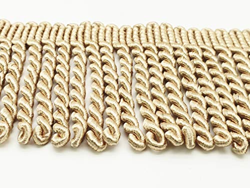10CM Wide Bullion Fringe Trim, 8 Colours Available. Price PER METRE, MNJ-TRIMMINGS (Champagne Gold)