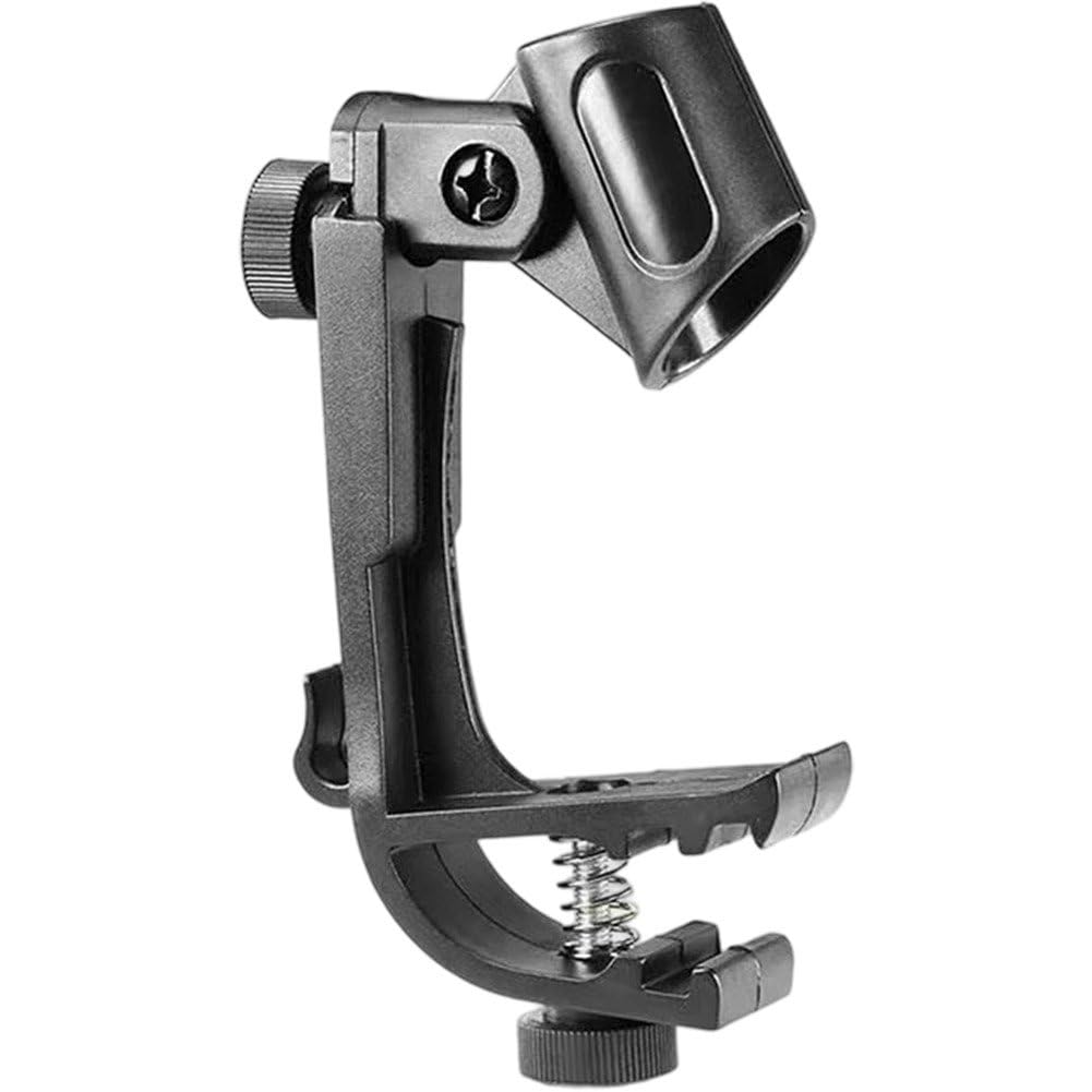 Baokuan Black Drum Microphone Clip, Adjustable Drum Rim Mic Clips, Drum Microphone Mount Clamp