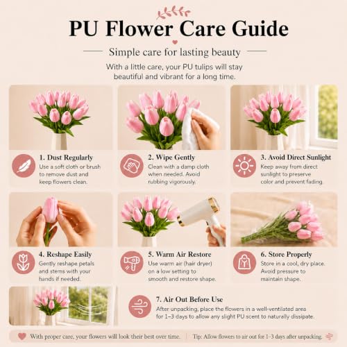 Image of Mandy's 20pcs Artificial Peach Pink Tulips