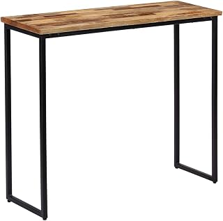 Konsolentisch aus recyceltem Massivholz Teak 90x30x76 cm für Wohnzimmer mit robusten Stahlbeinen, langlebig und einzigartig in Maserung, perfekt als Sideboard