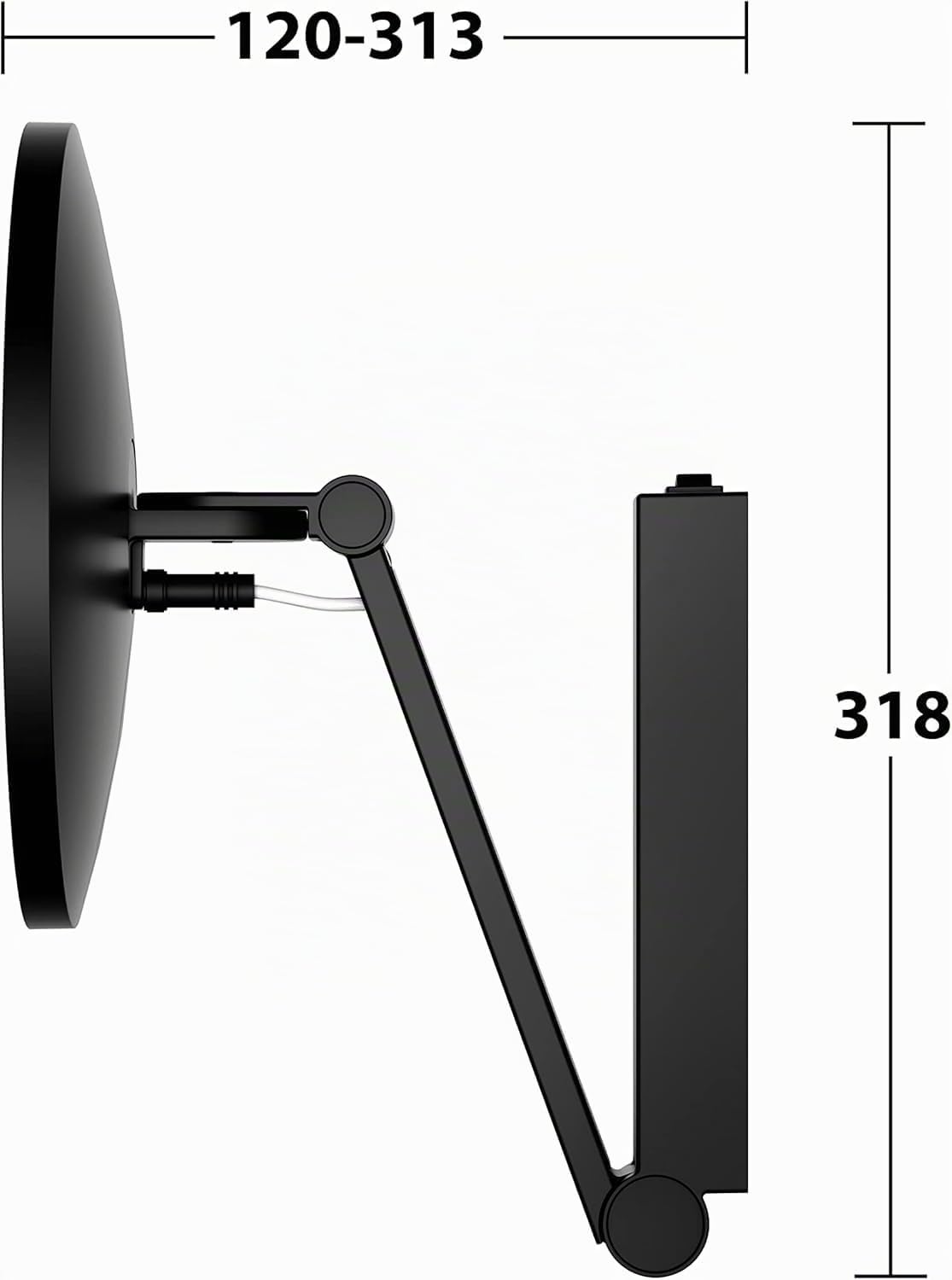 Keuco iLook_Move Kosmetikspiegel mit Beleuchtung, rund, Ø20 cm, schwarz | 5-fache Vergrößerung, mit Wippschalter, Unterputz, Made in Germany