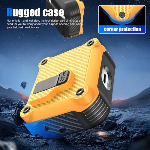 Image of RFUNGUANGO AirPods 3 Case with Lock Magnetic Lid, Yellow