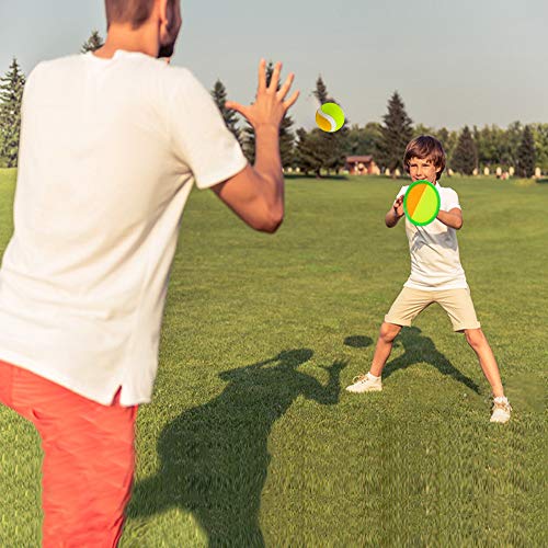 Qrooper Toss and Catch Beach Game Outdoor Toy for Kids and Adults Paddle Ball Throw Catch Game with 2 Paddles 2 Balls and 1 Storage Bag (Green)