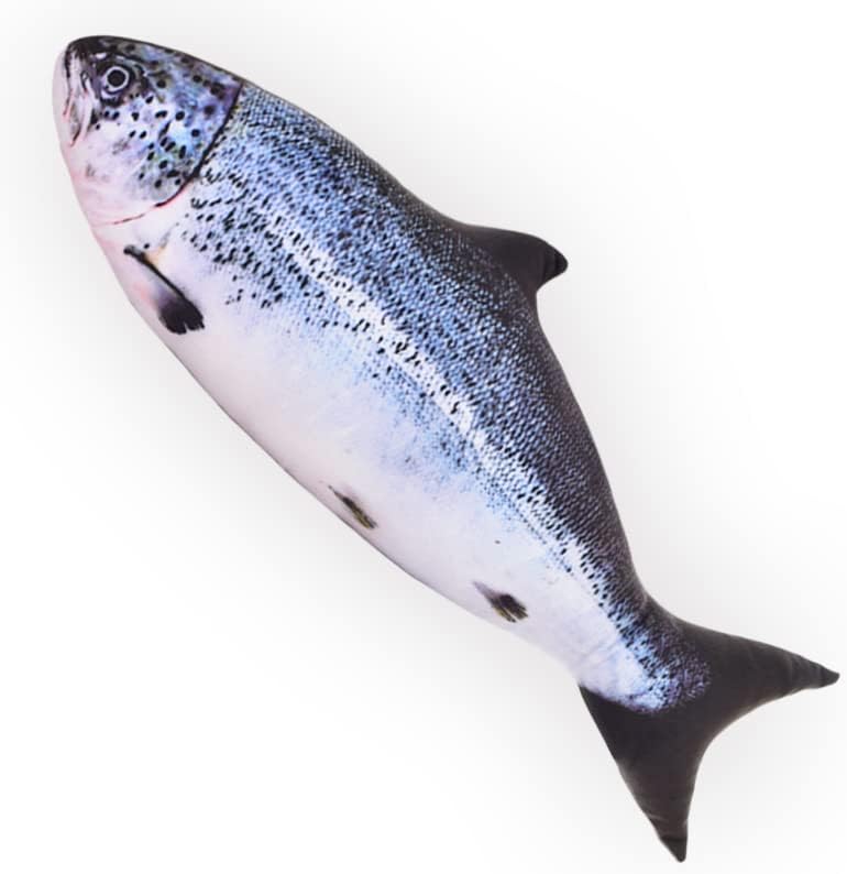 Miniatura 2 de Almohada gigante suave de 31 pulgadas, almohada de felpa de salmón de simulación 3D, almohada de peluche de salmón de pescado para decoración del