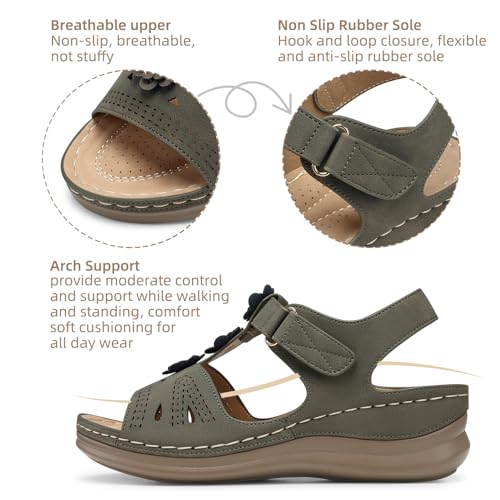 Image of SHIBEVER Dressy Wedge Women Sandals: Comfortable Arch Support Summer Sandal