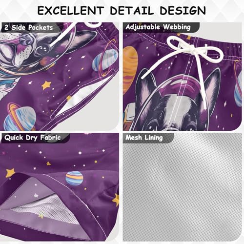 French Bulldog Astronaut Boys Swim Trunks Kids Toddler Beach Board Shorts Teen Quick Dry Bathing Suit Swimsuit3