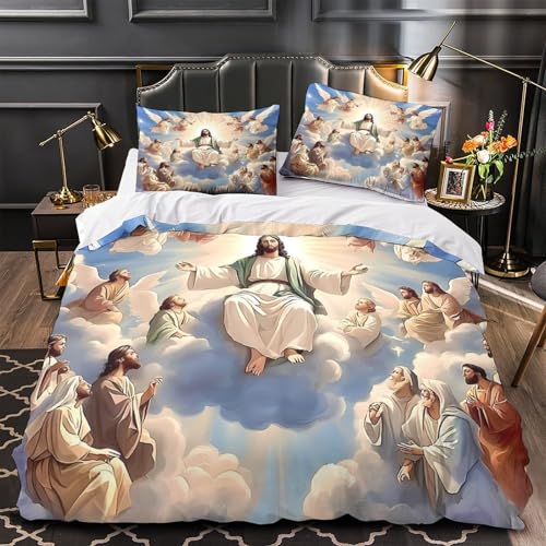 Housse de couette imprimé 3D Jésus-Christ en microfibre douce et légère - 2