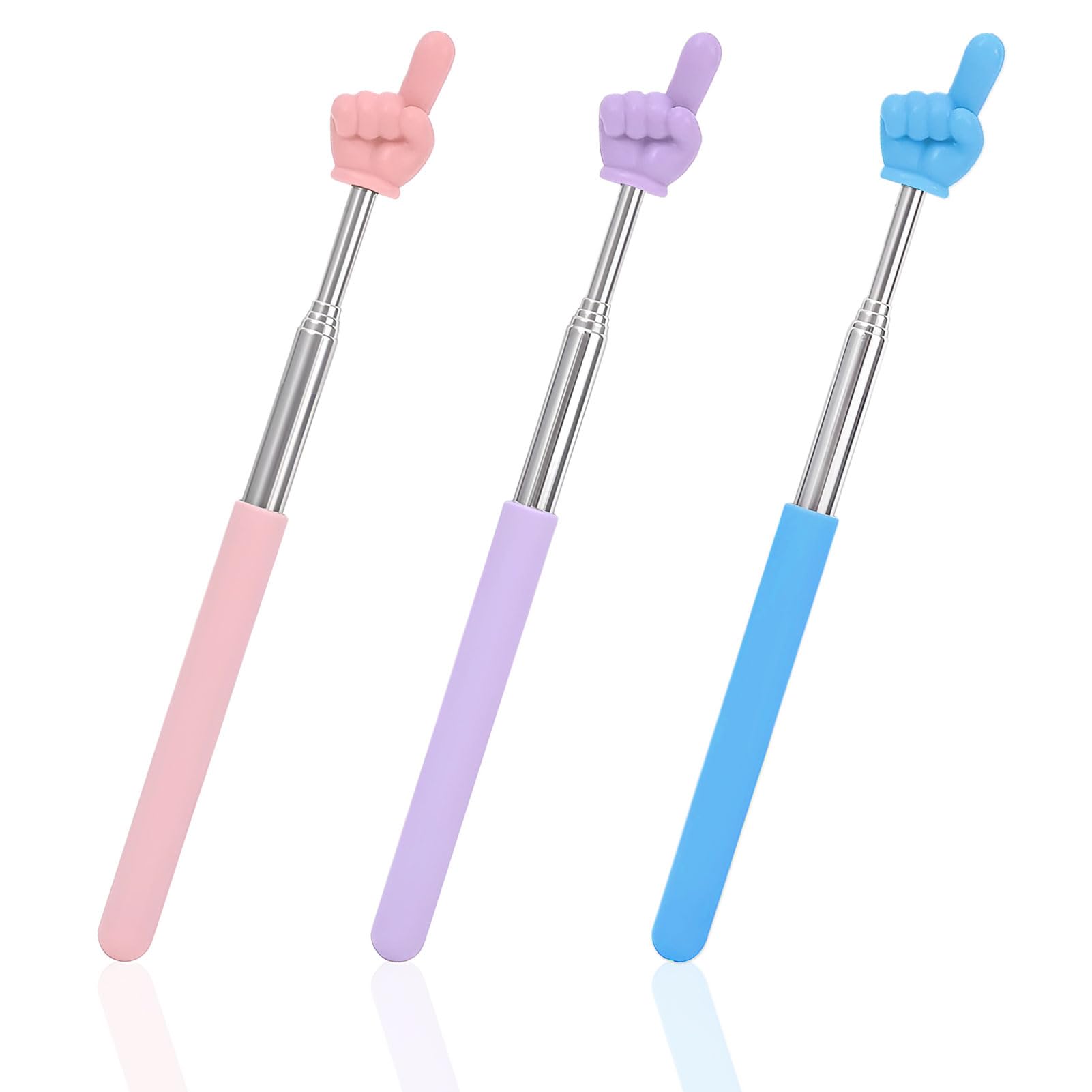 Eophmi 3 PCS Finger Pointer Stick,Telescopic Teachers Pointers,Mini Retractable Tea cher Pointer,Hand Poin ter,Extendable Hand Pointers for Teacher Classroom Tea cher Aids(Blue Pink Purple)