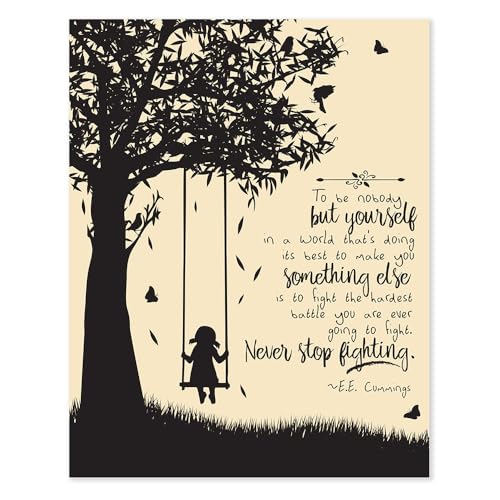 To Be Nobody But Yourself - E.E. Cummings 11x14 Unframed Motivational Wall Art - Literature Book Posters for English Classroom, Home Office or Anywhere you Want Motivational Posters - Literary Print